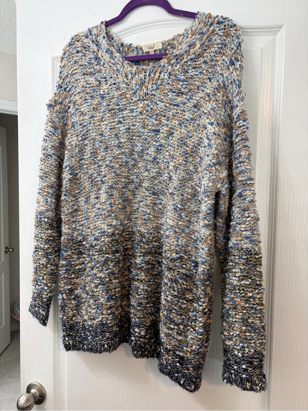 easel Multicolor Crewneck Sweater in Blue, Cream & Brown